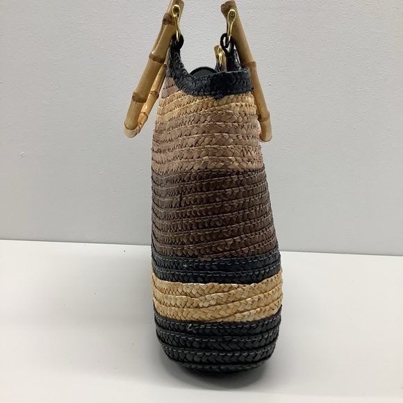 ST. JOHN'S BAY Wheat Straw Brown Woven Bag (Preowned) - Picture 2 of 7